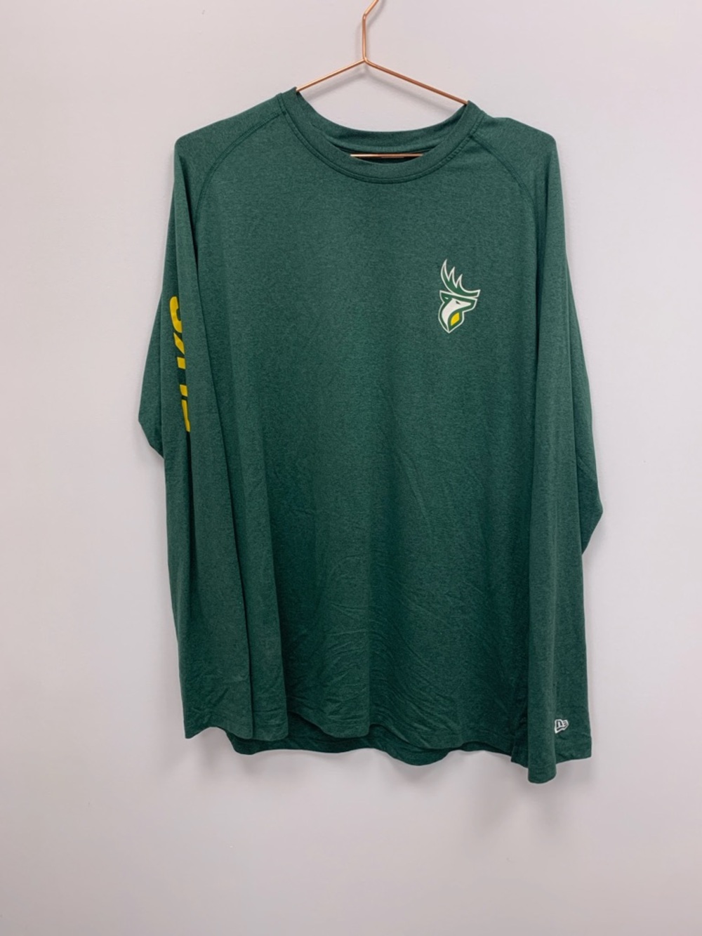 New Era Dark Green Long Sleeve Performance Tee with Deer Logo